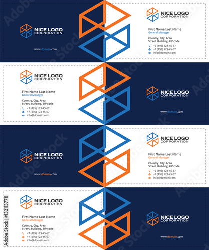engineering and construction business card with dark blue background