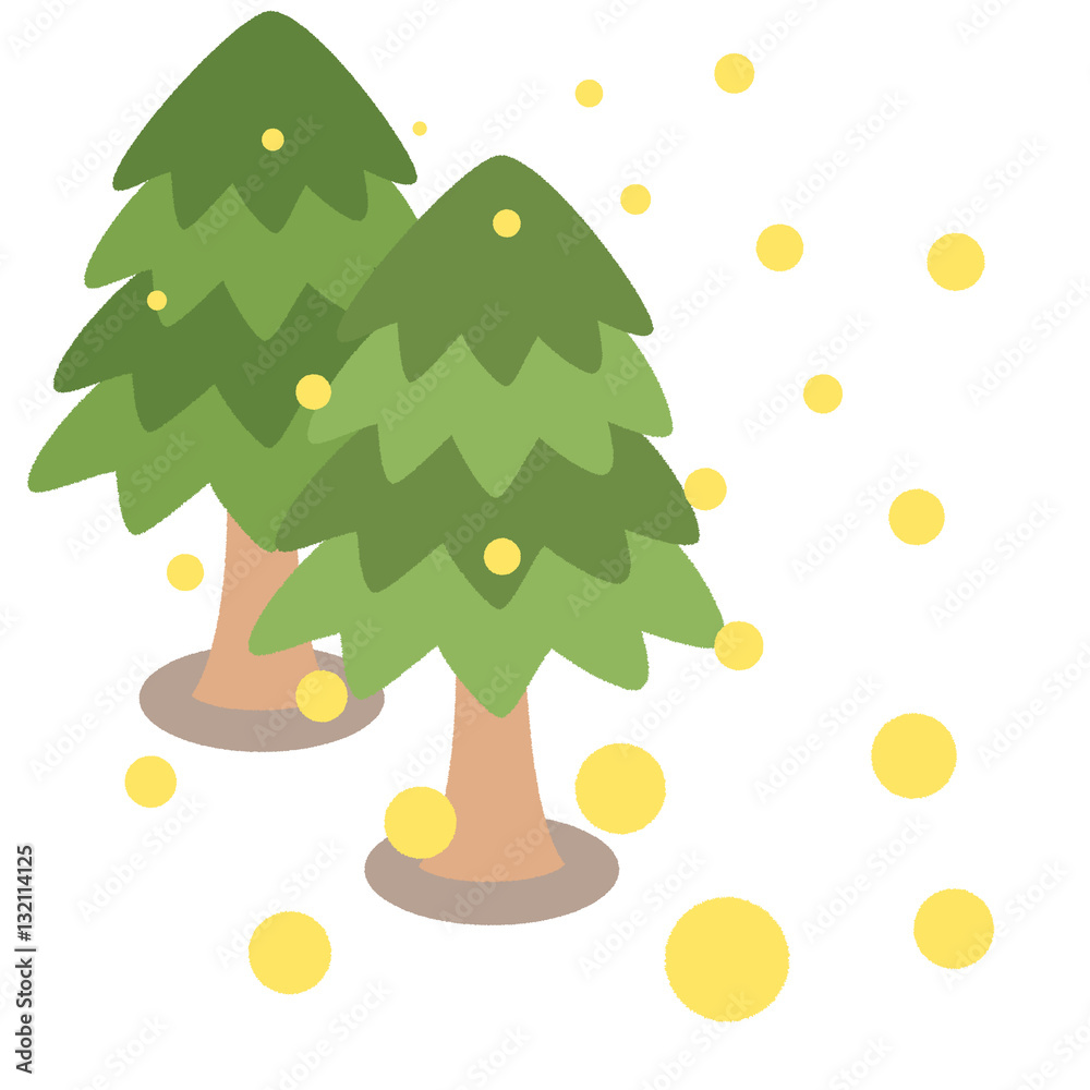 杉 花粉が飛散しているイメージのイラスト素材 白背景 ベクター 花粉症 Stock Vector Adobe Stock