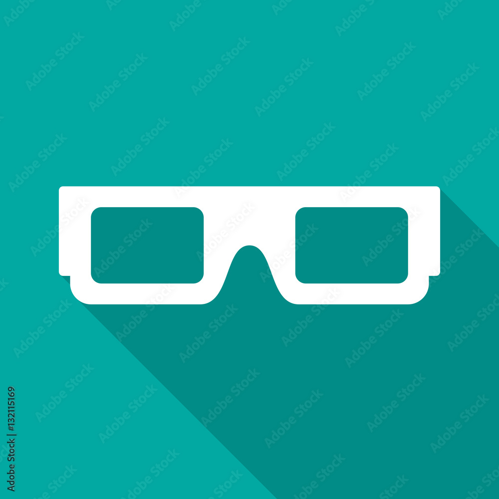 3d glasses icon with long shadow. Flat design style. 3d glasses silhouette.  Simple icon. Modern flat icon in stylish colors. Web site page and mobile  app design element. Stock Vector | Adobe