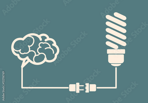idea concept - light bulb connect to the brain