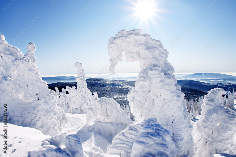 Winterlandschaft mit Sonne, Copy space