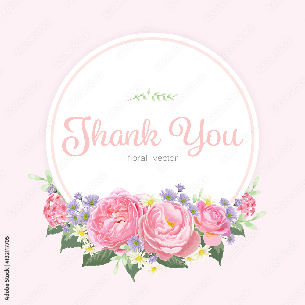 floral frame of pink rose flowers, daisy and blue chrysanthemum with leaves in watercolor style. floral frame of pink rose flowers, daisy and blue chrysanthemum with leaves in watercolor style.