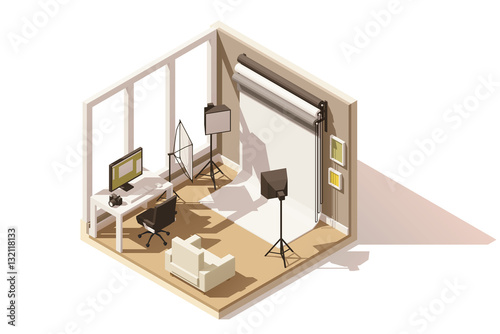 Vector isometric low poly Photo studio room icon