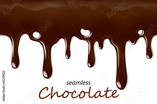 Seamless dripping chocolate repeatable isolated on white