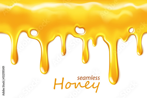 Seamless dripping honey repeatable isolated on white