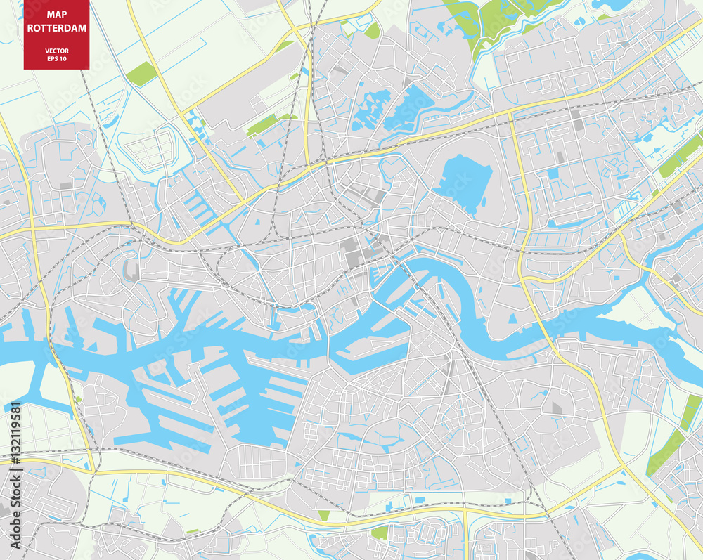 Obraz premium vector map of Rotterdam, Netherlands. City plan Rotterdam