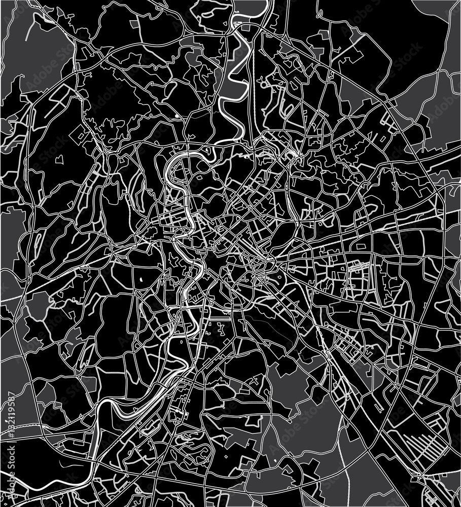 Black - white vector map of Rome Italy. City plan Rome. Black - white vector map of Rome Italy. City plan Rome.
