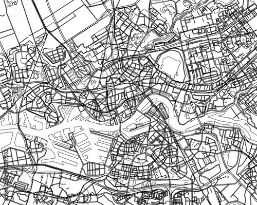 Black - white vector map of Rotterdam, Netherland. City plan Rot Stock  Vector | Adobe Stock