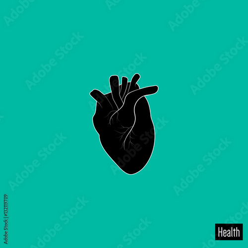 Human body. Heart organ. Circulatory system. Heart flat icon