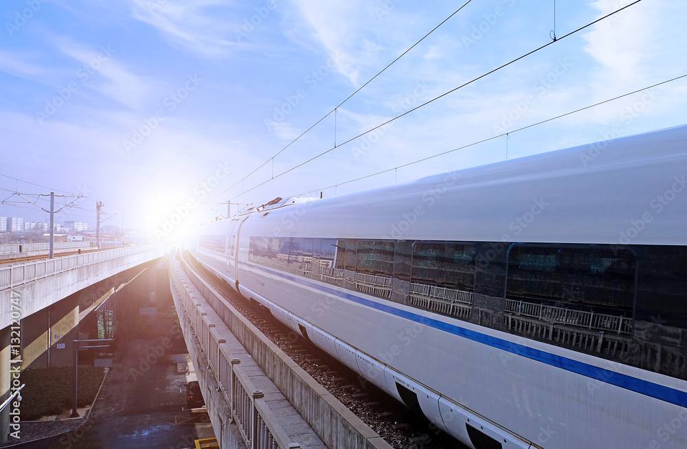 Naklejka premium High-speed train railway