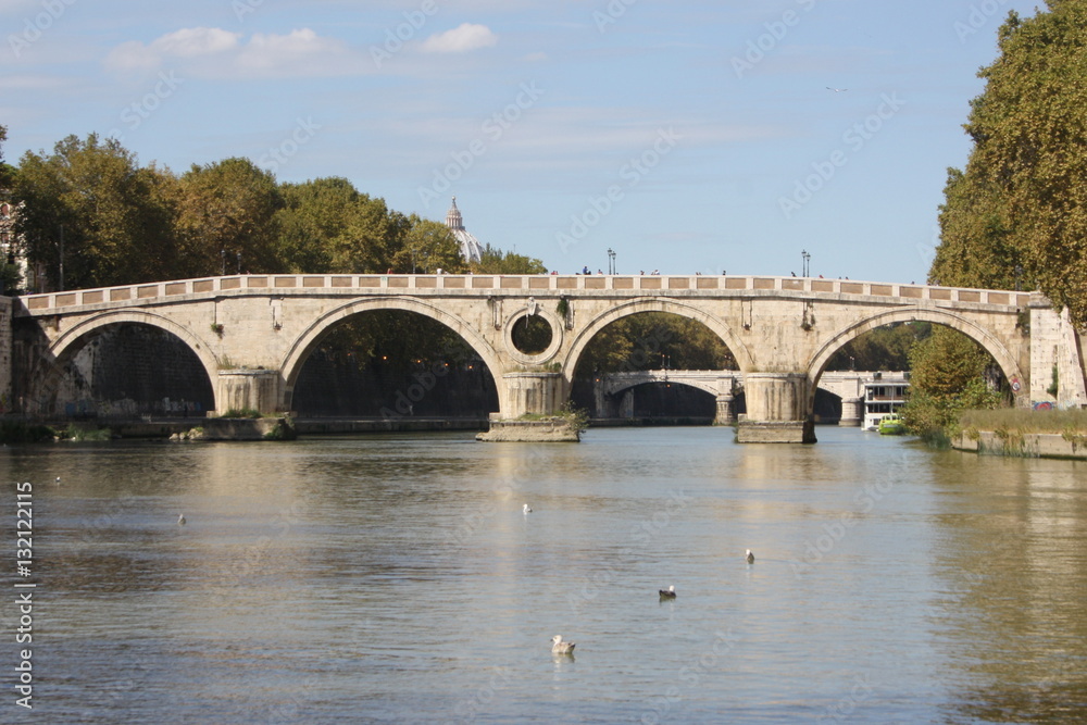 Rome bridge over the Tiber river Rome bridge over the Tiber river