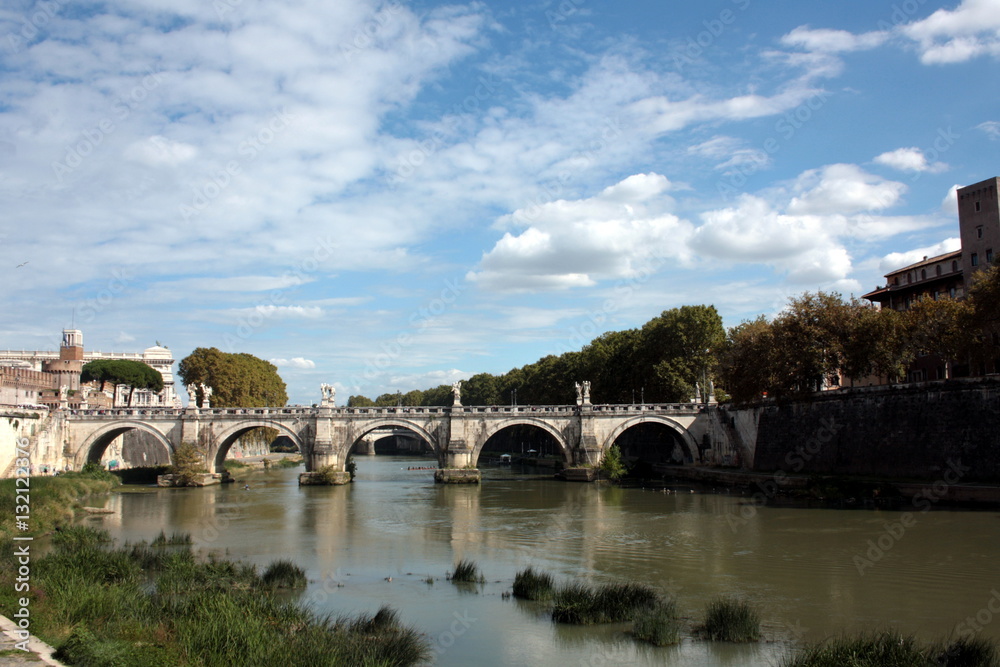 Rome bridge over the Tiber river