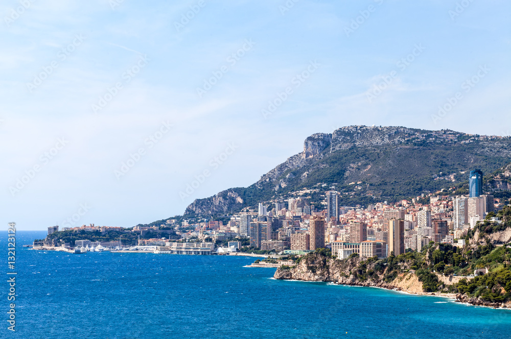 View to Monte Carlo and Larvotto in Monaco, French Riviera, Fran