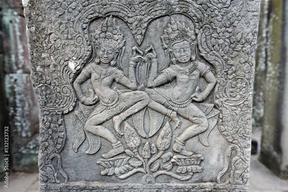 Relief of Apsara dancers, Bayon Temple, Angkor temples, Siem Reap, Cambodia