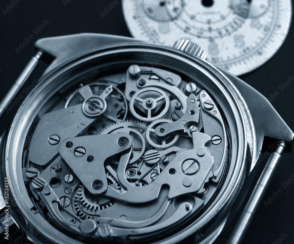 vintage watch mechanism  Close up