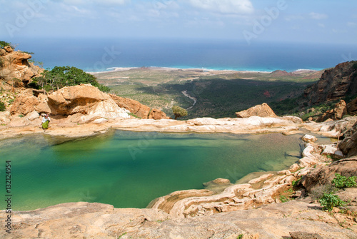 The mountain lake of Homhil on the island of Socotra
