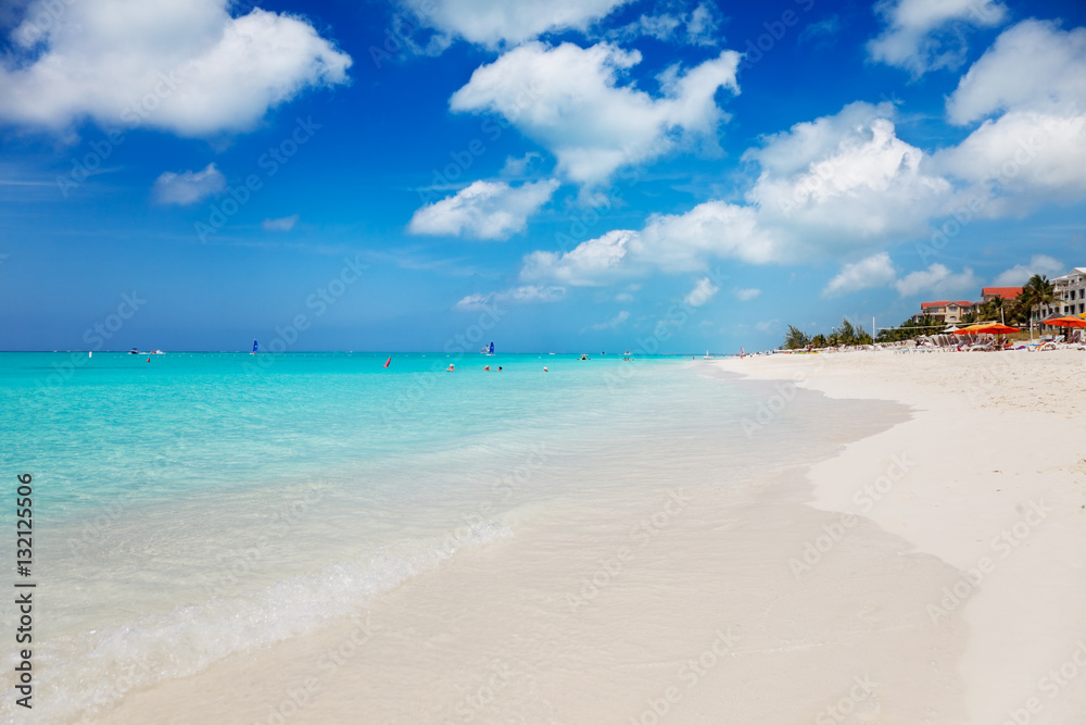 Wide white sands of Grace Bay Beach by the Alexandra Resort, Turks and Caicos