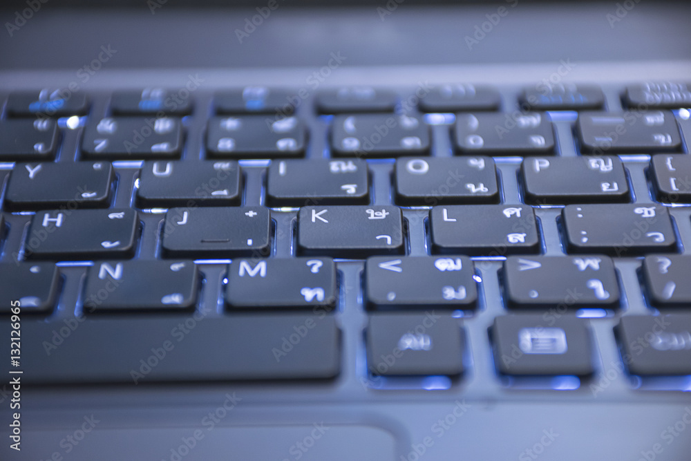 Close up keyboard on laptop. business background concept.