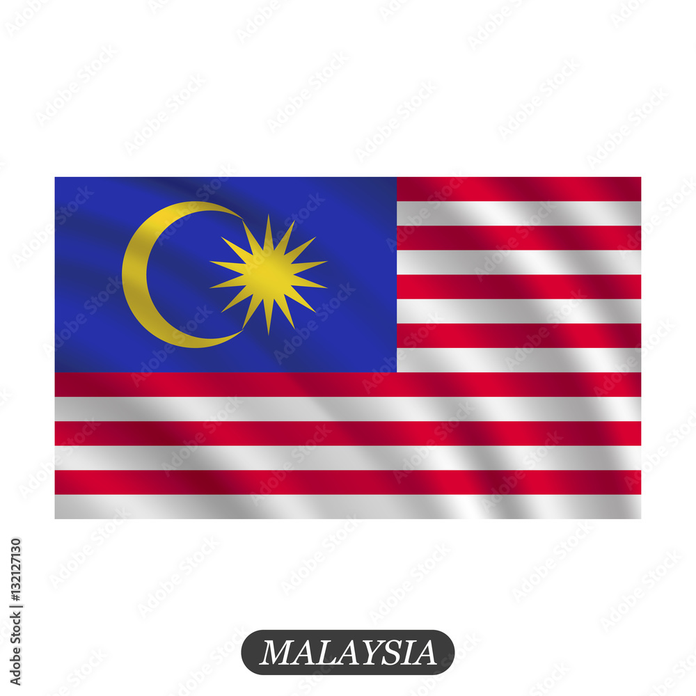 Waving Malaysia flag on a white background. Vector illustration Waving Malaysia flag on a white background. Vector illustration