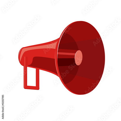 Speaker red. Bright gramophone isolated on white background, vectoк