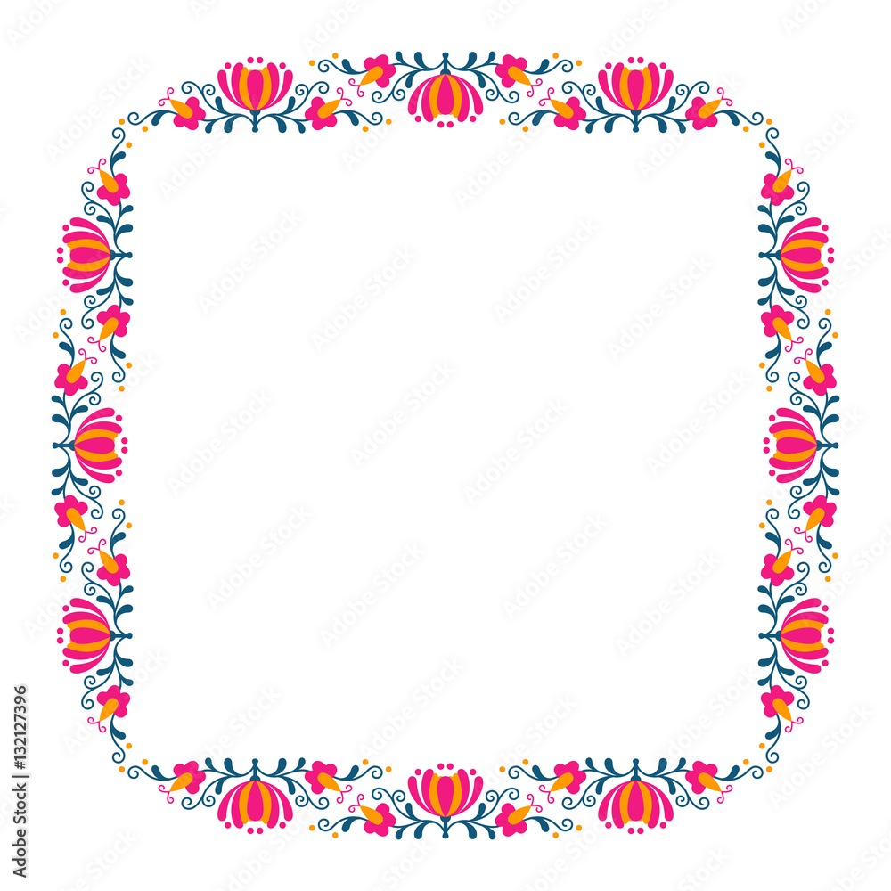 Folk flowers frame inspired by Kashubian patterns Folk flowers frame inspired by Kashubian patterns
