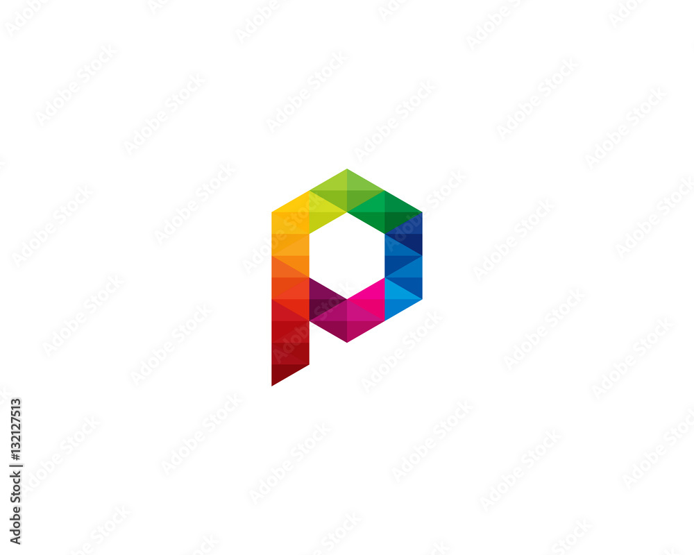 Letter P Colorful Pixel Initial Logo Design Element