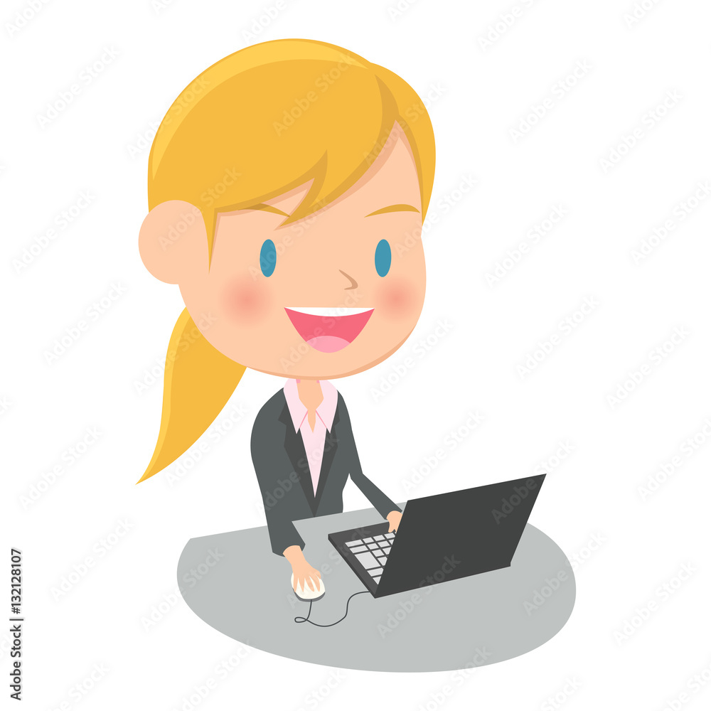 パソコンを操作する女性会社員 パソコンを操作する女性会社員