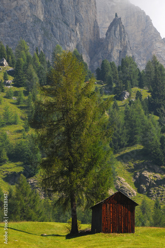 Beautiful Scene in the Dolomites, Alta Badia, Italy.