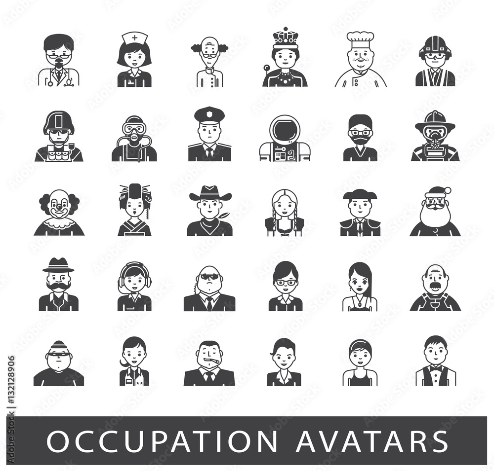 Set of avatar icons. Collection of avatar icons related to professional occupation. Set of avatar icons. Collection of avatar icons related to professional occupation.