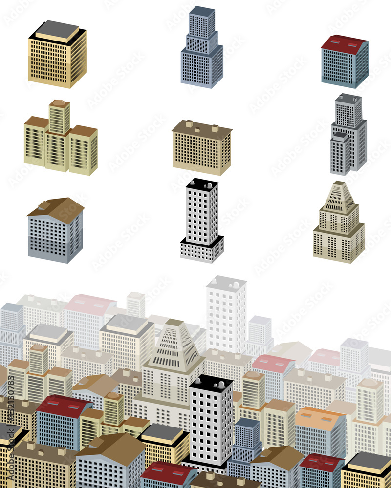 Nine buildings set Nine buildings set