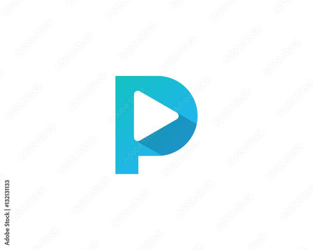 Letter P Play Initial Logo Design Element