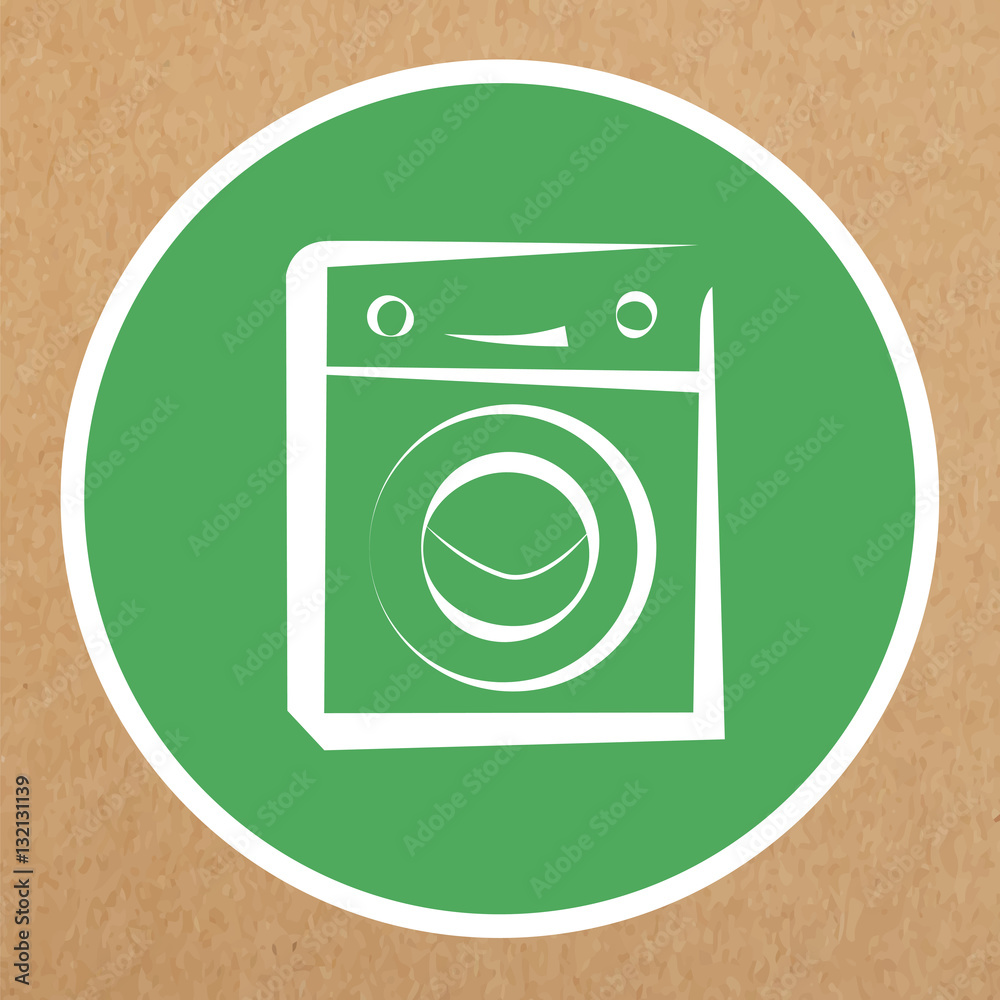 Washer icon, vector sign of cute kawaii washing machine Washer icon, vector sign of cute kawaii washing machine