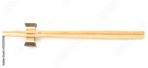 Wooden chopsticks on white