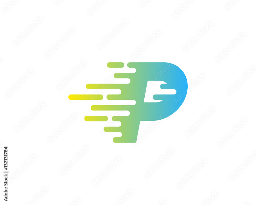 Letter P Speed Initial Logo Design Element Letter P Speed Initial Logo Design Element