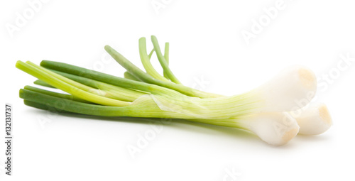 green onion on the white