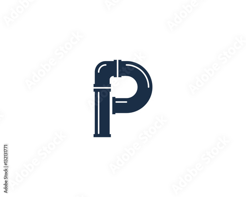Letter P Pipe Initial Logo Design Element