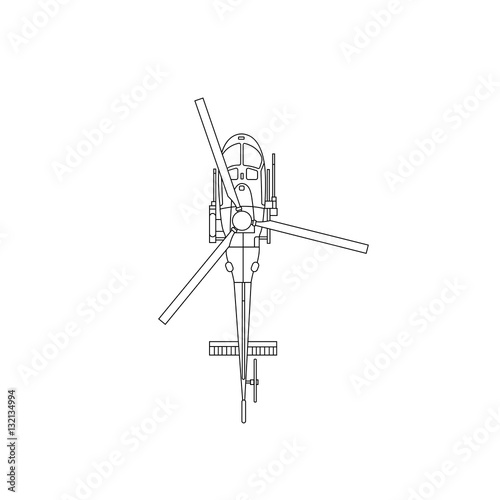 The helicopter view from above. Helicopter Eurocopter vector. Civilian helicopter linear illustration photo
