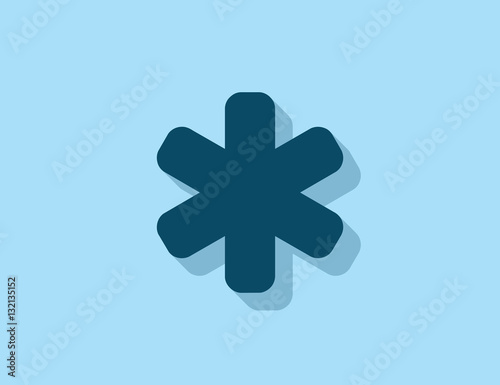Vector flat asterisk symbol with long shadow