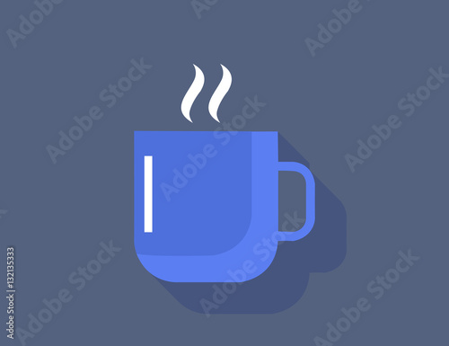 Vector modern hot drink cup icon with long shadow