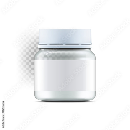 Realistic glass jar with with jam, configure or honey. Food bank.Transparent banks. Empty containers vector illustration. Mock up mason jar with design label or badges
