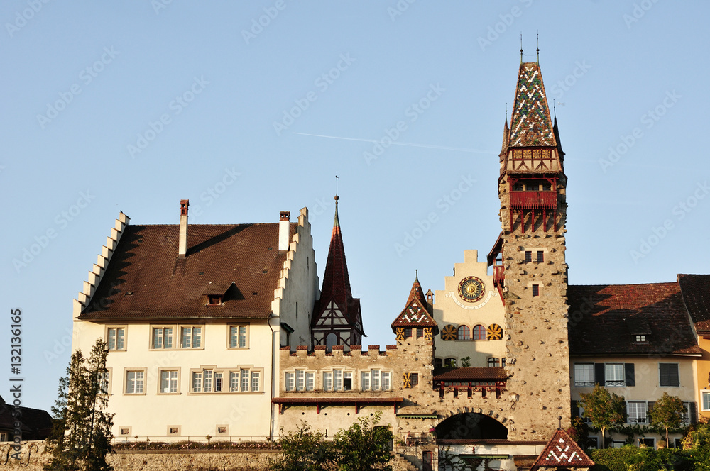 Medieval tower in Bremgarten, beautiful town near Zurich, Aargau, Switzerland