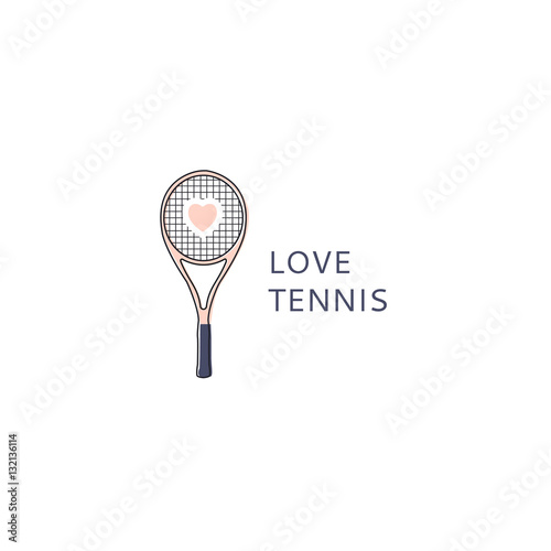 Sports logo with a tennis racket. Tennis vector logo