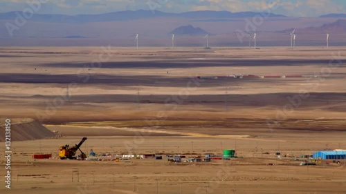 Generic footage of mine. Wide view of the activities of a mine in the middle os the Atacama Desert in Chile.