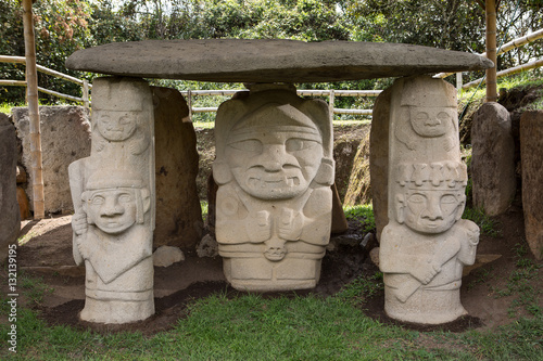 ancient pre-columbian tomb statues in San Agustin Colombia