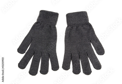 Grey wool gloves.