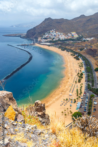 Aerial view on Teresitas beach near Santa Cruz,Tenerife, Canary islands, Spain