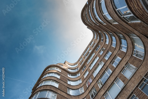 Low angle view of Art Deco tower block