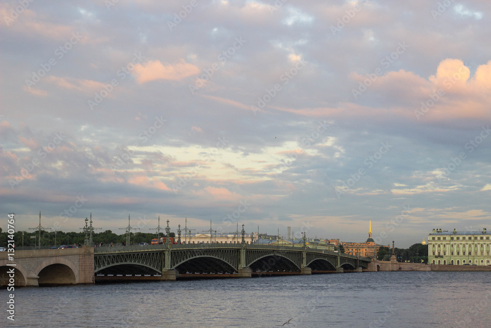 Bridge across river Neva in Saint Petersburg