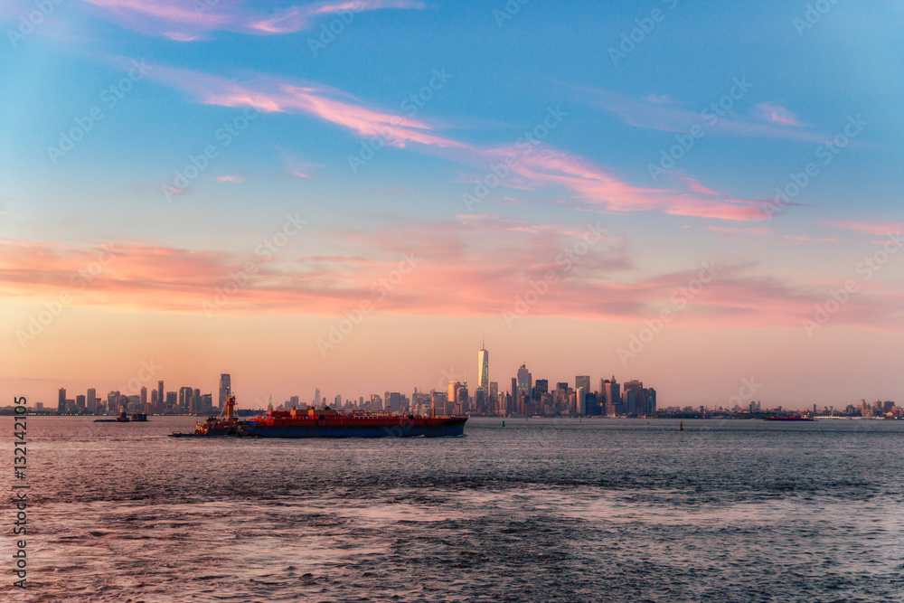 Manhattan view from the ferry to Staten Island., New York City , USA. picture.