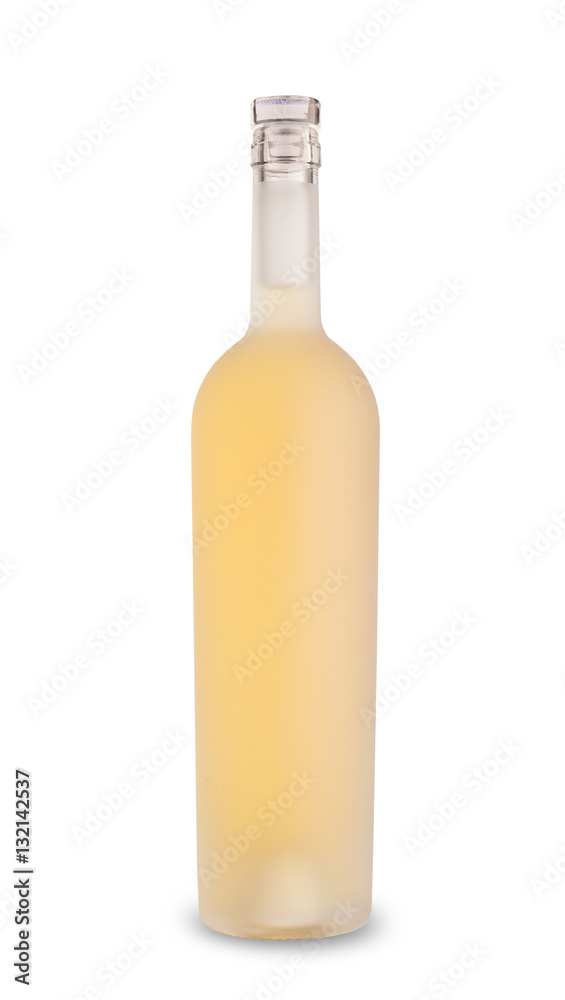 white wine in etched bottle without label white wine in etched bottle without label